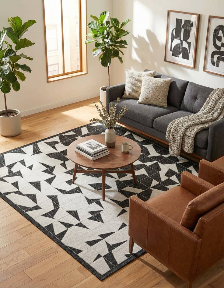 Detail image of 7' 10 x 7' 10  Washable Modern Indoor / Outdoor Square Rug