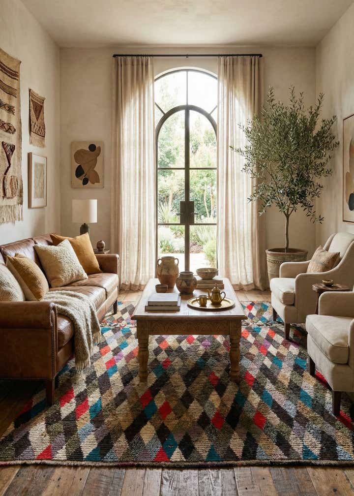 7' 8 x 9' 9 Hand Knotted Moroccan Wool Rug