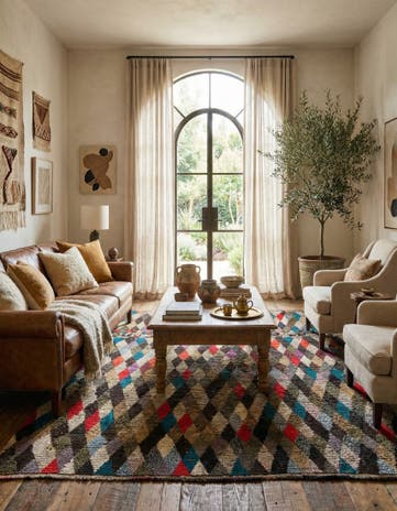 7' 8 x 9' 9 Hand Knotted Moroccan Wool Rug