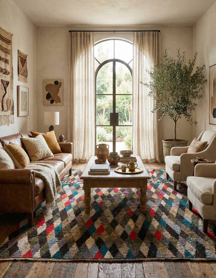 Detail image of  7' 8 x 9' 9  Hand Knotted Moroccan Wool Rug