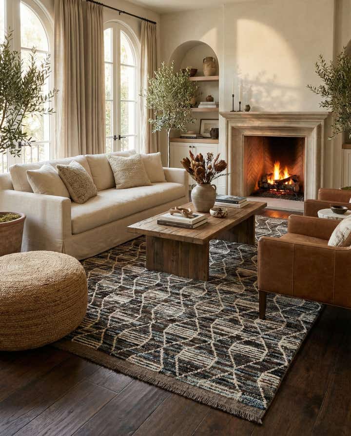 6' 9 x 9' 11 Hand Knotted Moroccan Wool Rug