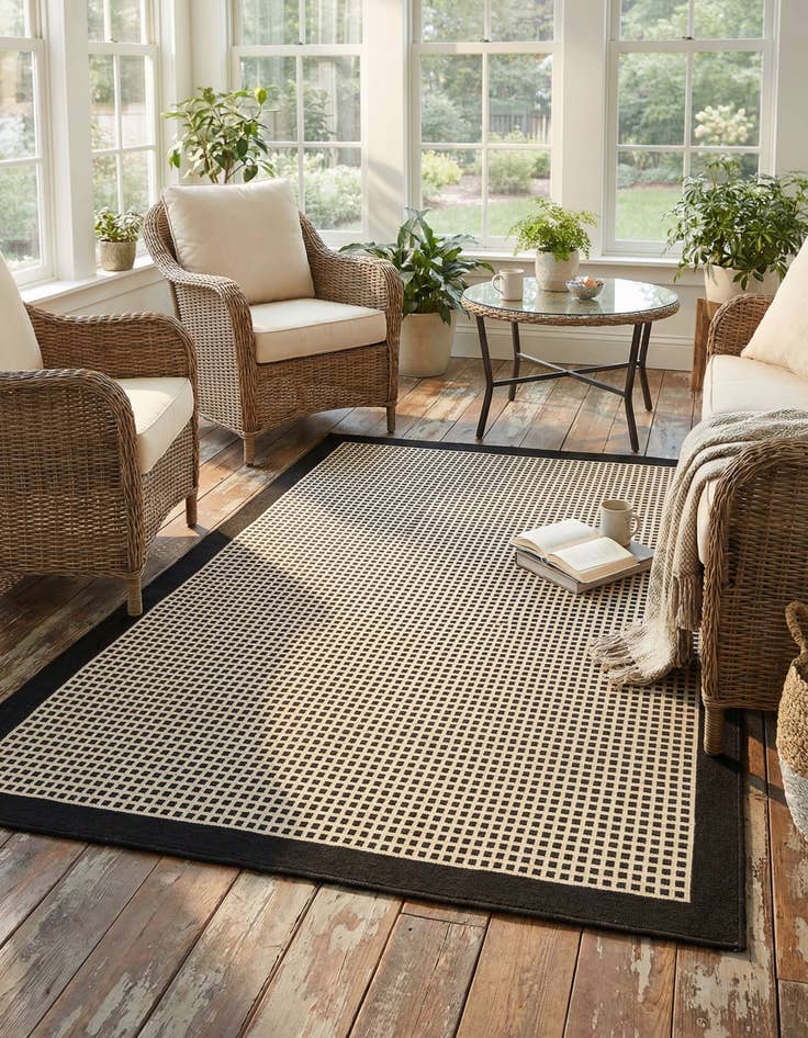 Detail image of 4' x 6'  Washable Border Indoor / Outdoor Rug