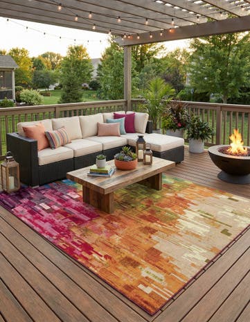 7' 10 x 11' Easy-Clean Modern Indoor / Outdoor Rug