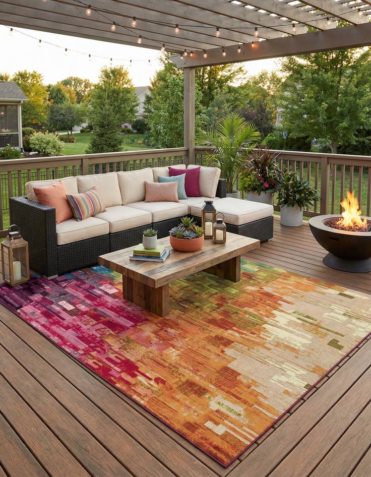 Detail image of 7' 10 x 11'  Washable Modern Indoor / Outdoor Rug