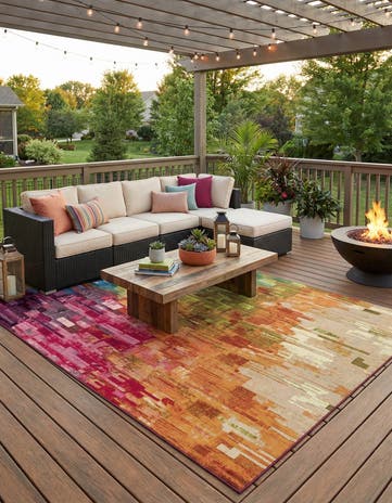7' 10 x 11' Easy-Clean Modern Indoor / Outdoor Rug