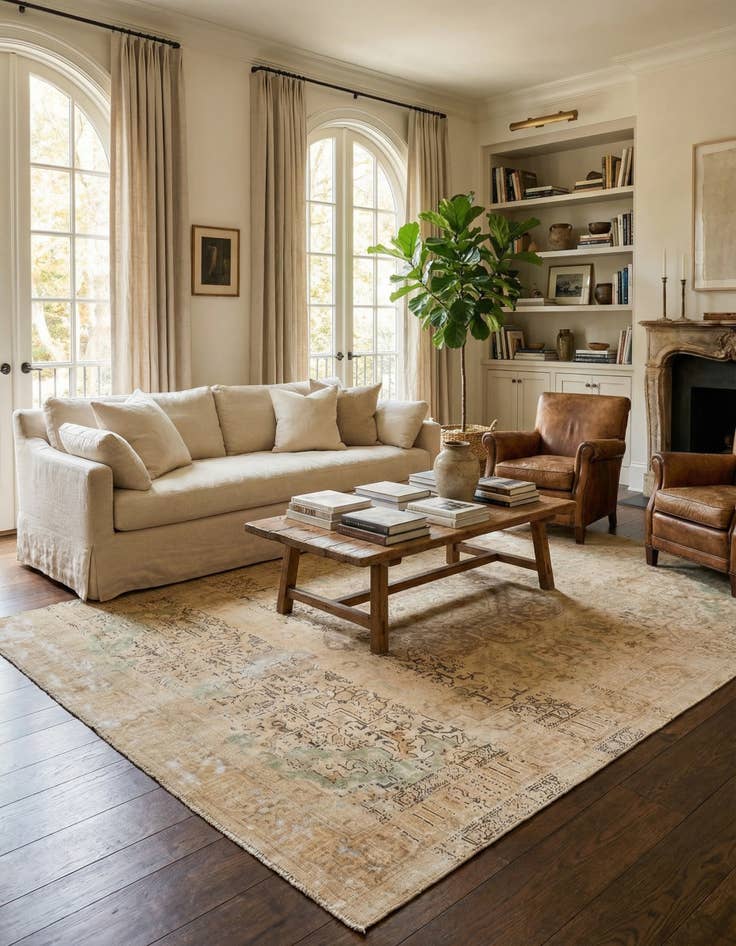 Detail image of 9' 5 x 12' 6  Hand Knotted Ultra Vintage Persian Wool Rug