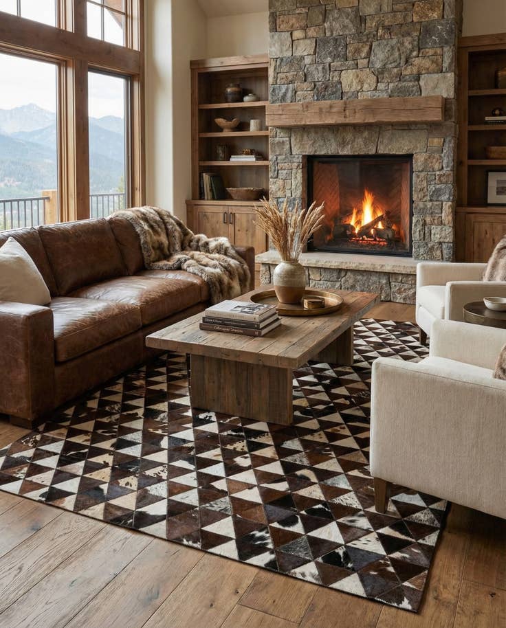 Detail image of 5' x 8' Cowhide Stocks Rug