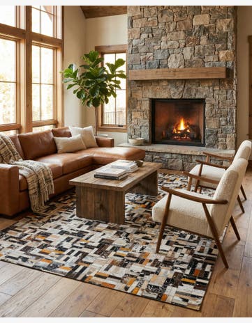 4' 11 x 7' 10 Cowhide - Patchwork Rug