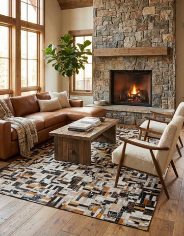 4' 11 x 7' 10 Cowhide - Patchwork Rug