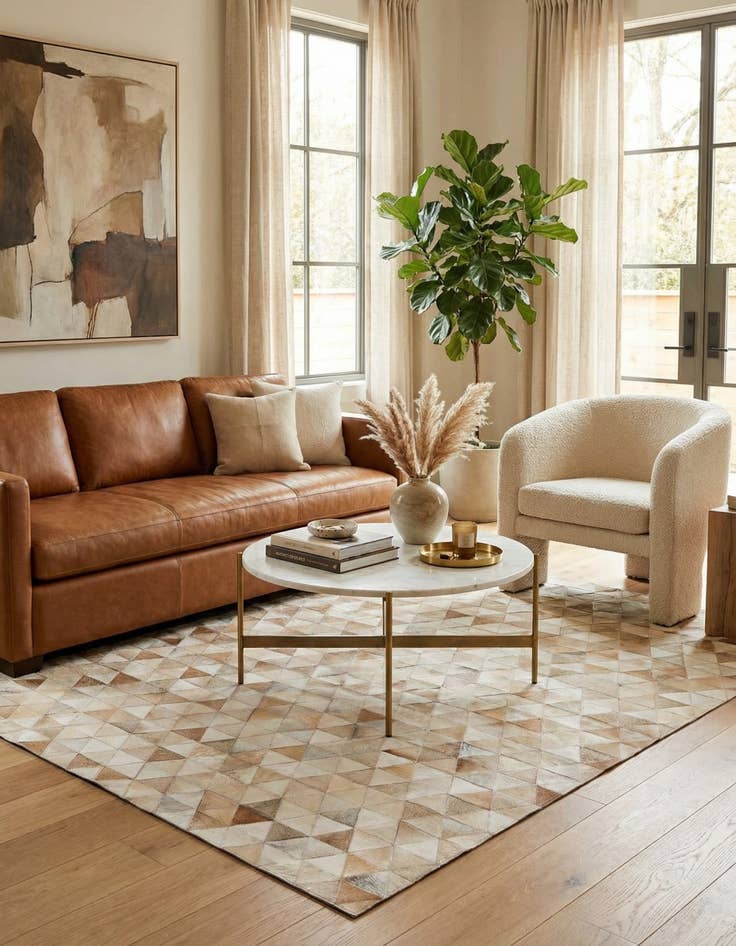 Detail image of 5' 1 x 8' Cowhide Stocks Rug