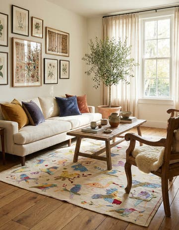 6' 9 x 9' 4 Hand Woven Kilim Suzani Wool Rug