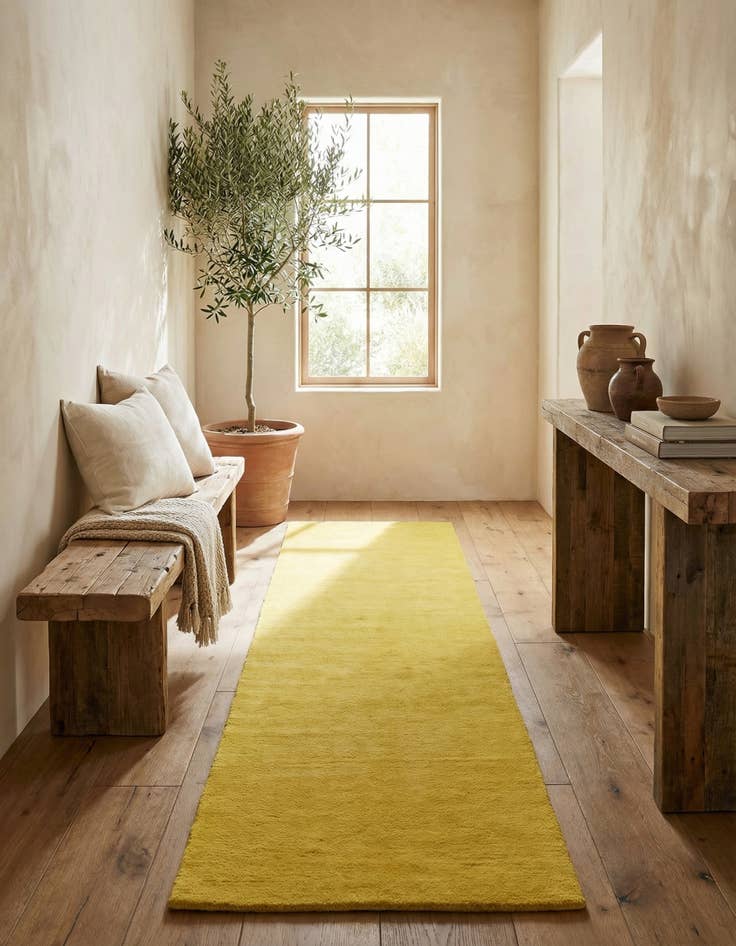 Detail image of  2' 7 x 16' 5  Hand Knotted Solid Gabbeh Wool Runner Rug