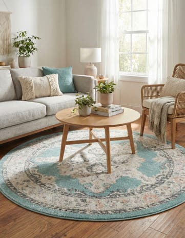 Aqua Parker Round Rug