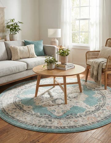 Aqua Parker Round Rug
