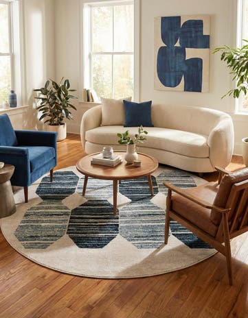 Blue Aramis Round Rug