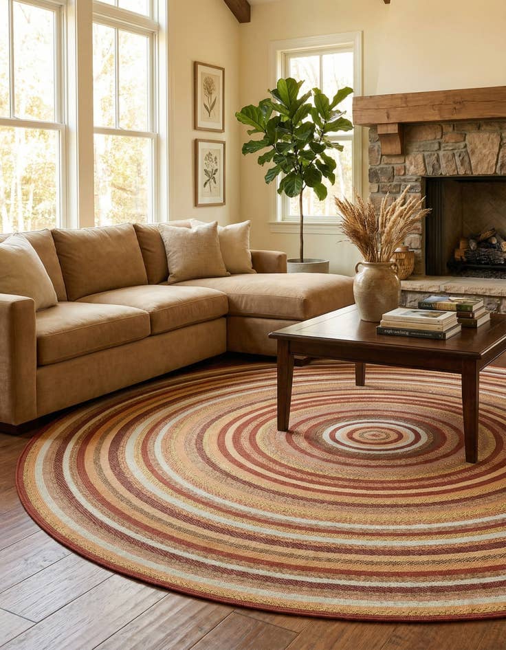 Detail image of 12' x 12'  Washable Baja Indoor / Outdoor Round Rug