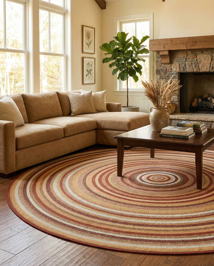 Detail image of 12' x 12' Easy-Clean Baja Indoor / Outdoor Round Rug