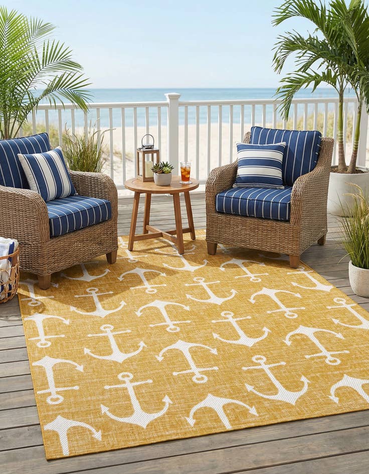 Detail image of  7' x 10'  Washable Coastal Indoor / Outdoor Rug