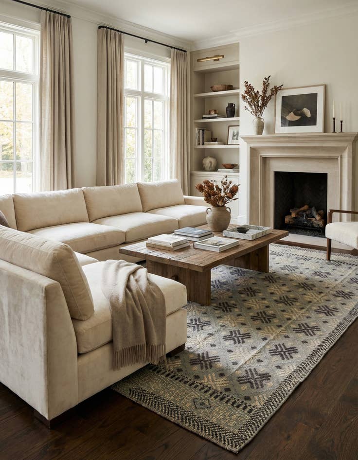 Detail image of  8' 8 x 12'  Hand Knotted Darya Wool Rug