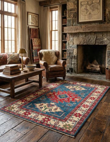 4' x 6' 2 Hand Knotted Kazak Rug