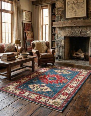 4' x 6' 2 Hand Knotted Kazak Rug