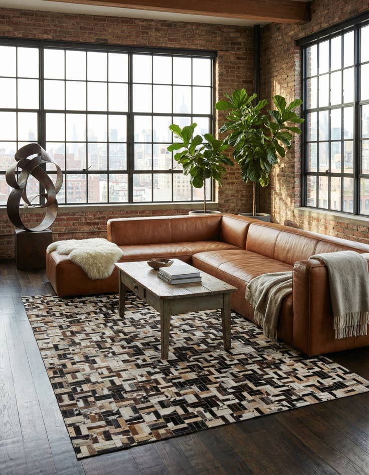 Detail image of  5' x 7' 11 Cowhide - Patchwork Rug