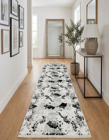Black and White Milano Runner Rug