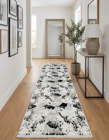 Black and White Milano Runner Rug