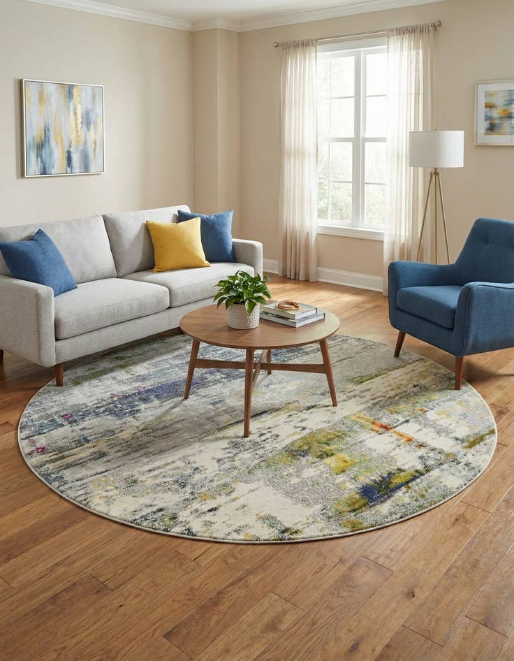 Detail image of 8' x 8'  Washable Spectrum Round Rug