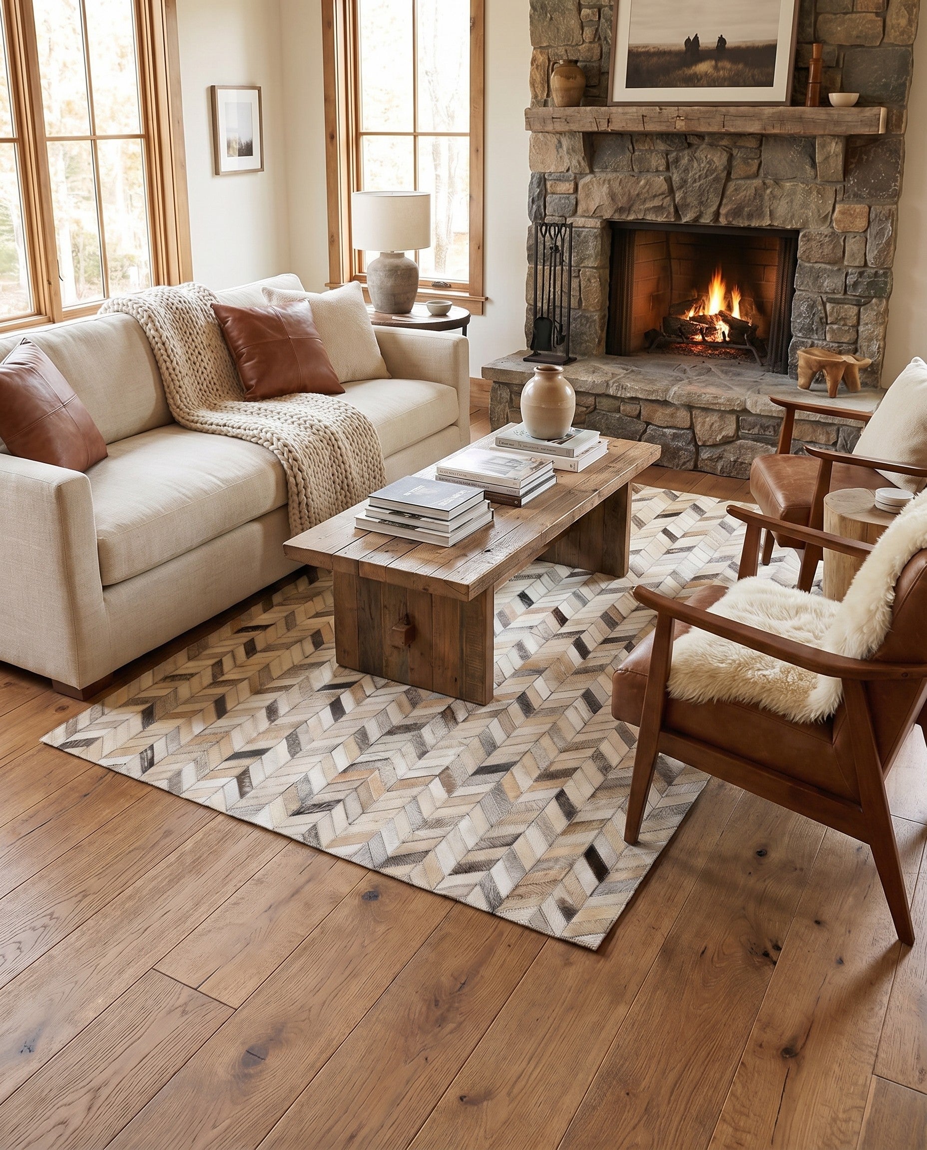 4' x 6' 1 Cowhide Stocks Rug