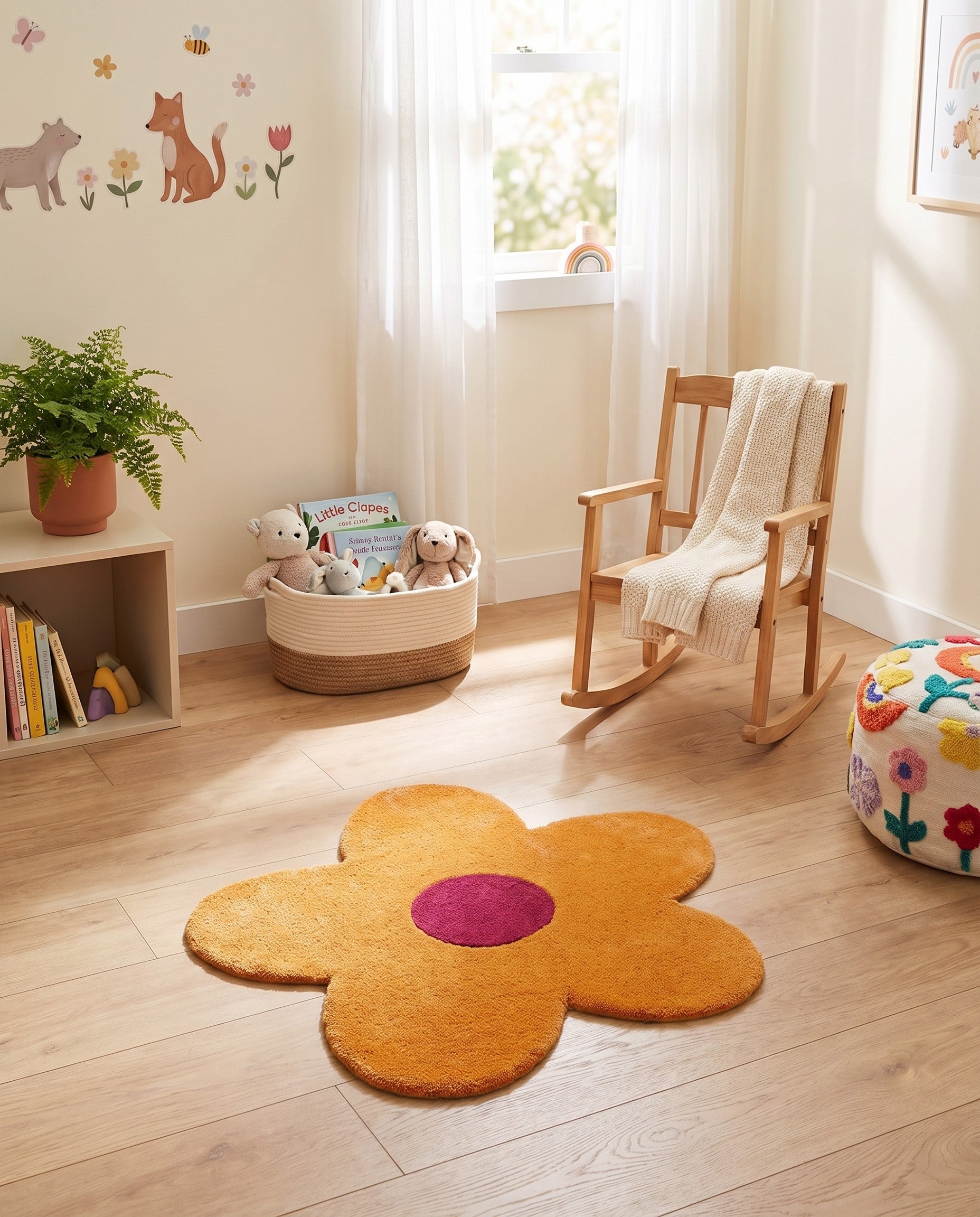 2' 2 x 2' 2 Happy Rugs Funky Flower Wool Round