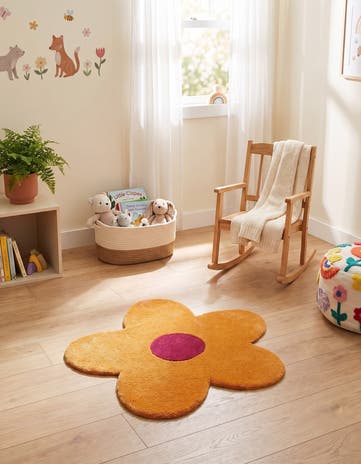 2' 2 x 2' 2 Happy Rugs Funky Flower Wool Round
