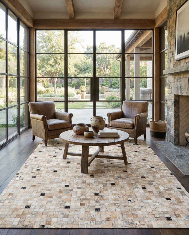 5' 3 x 7' 7 Cowhide Stocks Rug