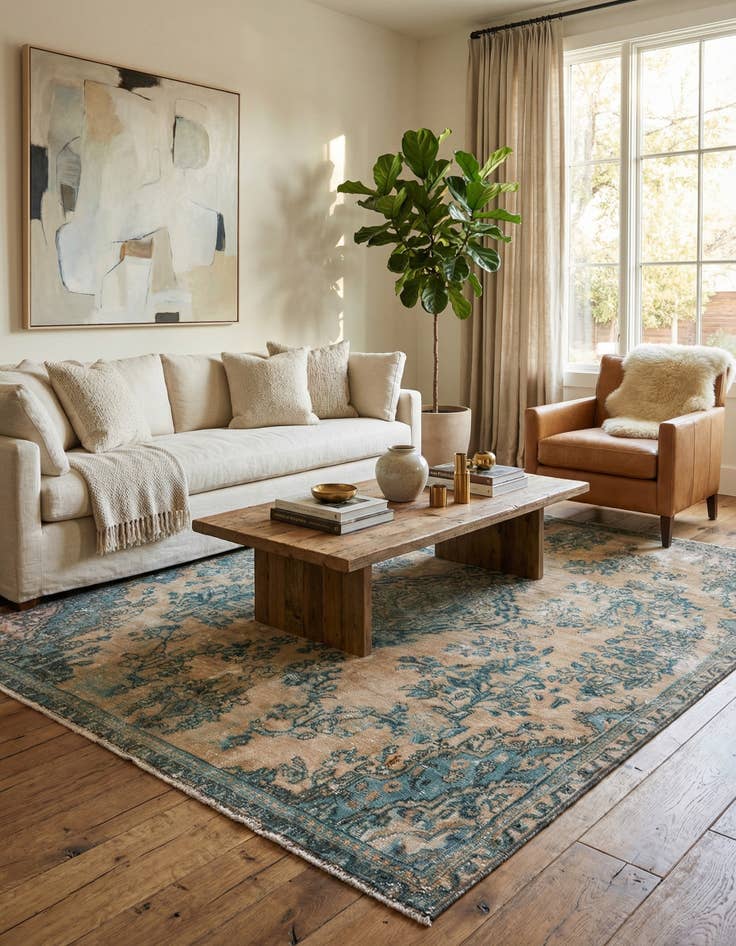 Detail image of 7' 2 x 9' 6 Hand Knotted Ultra Vintage Persian Wool Rug