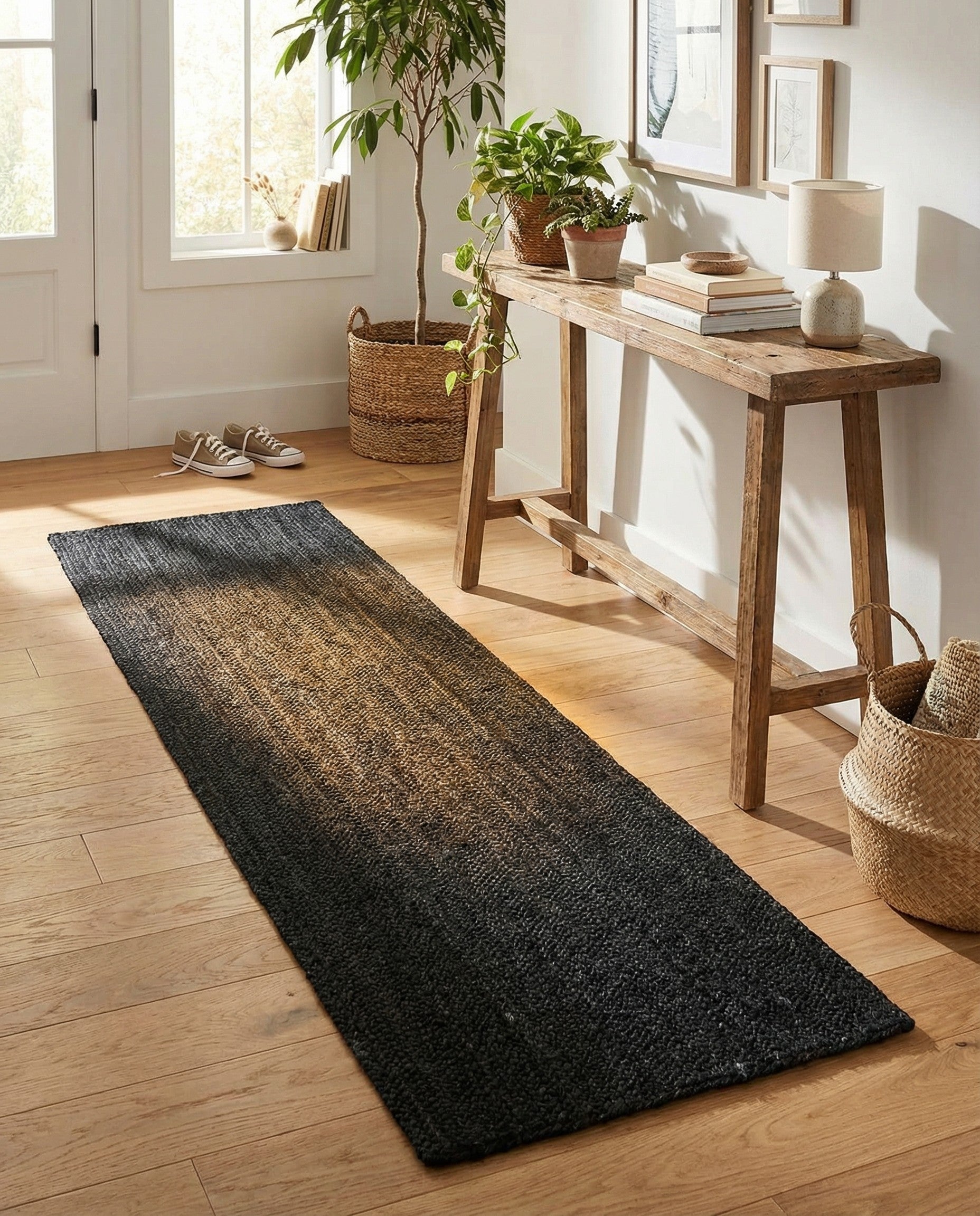  2' x 8'  Hand Braided Jute Runner Rug