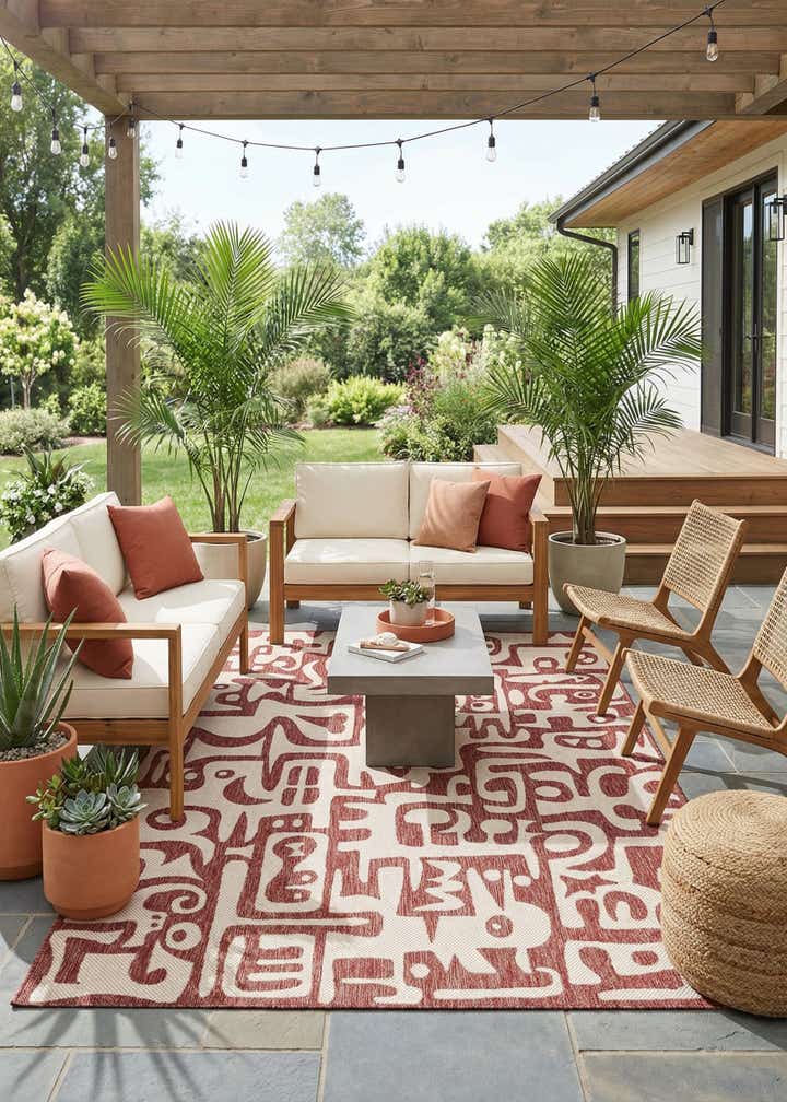 6' x 9' Easy-Clean Modern Indoor / Outdoor Rug