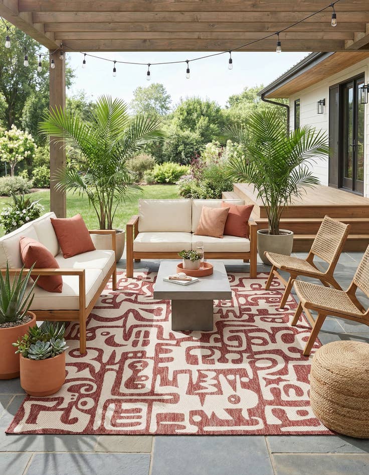 Detail image of 6' x 9'  Washable Modern Indoor / Outdoor Rug