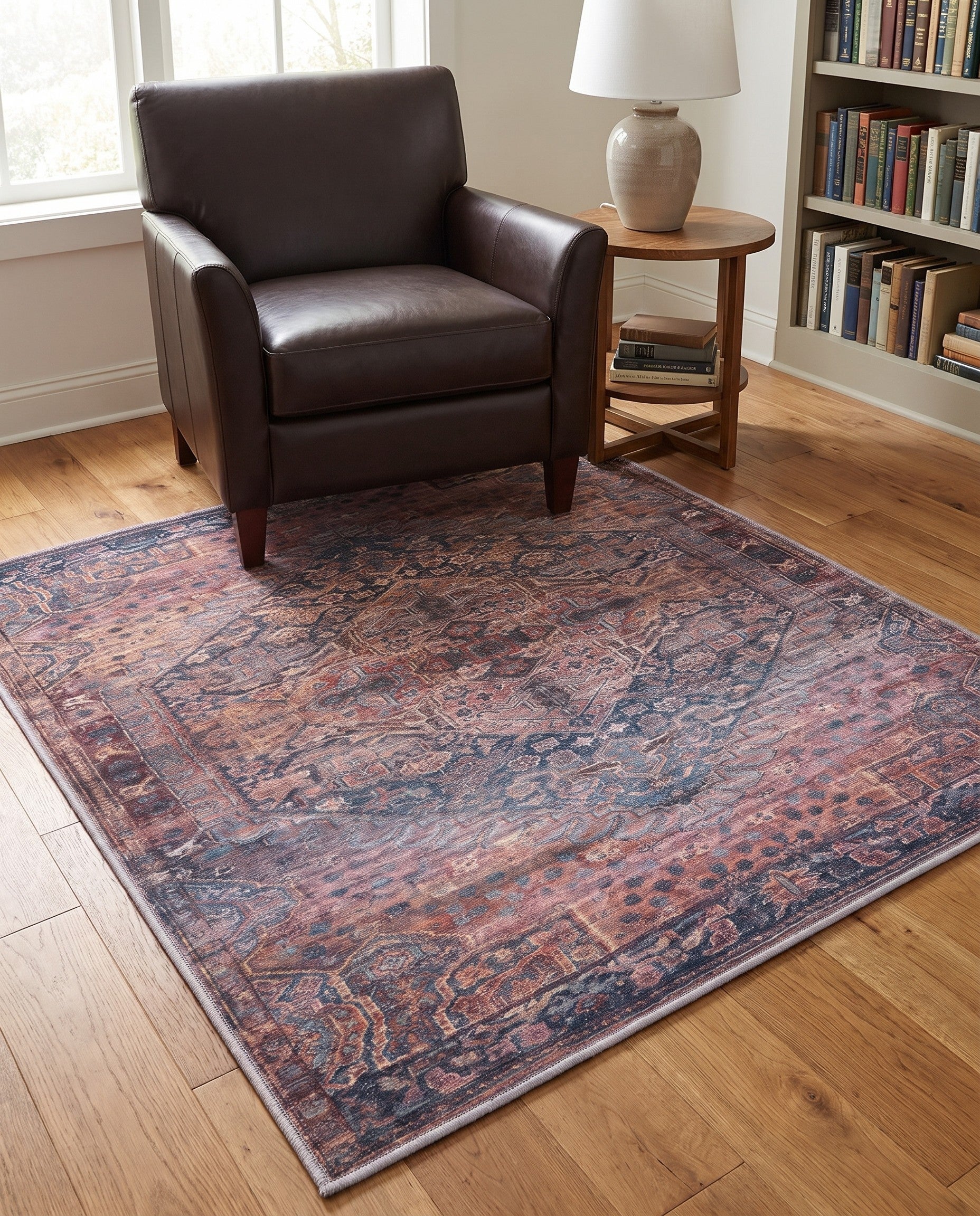 Antique Rust Red Maahru Square Rug