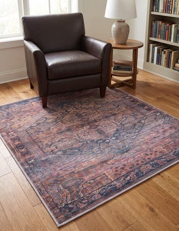 Antique Rust Red Maahru Square Rug