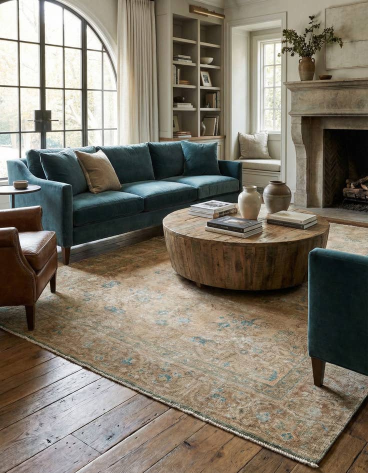 Detail image of 6' 1 x 9' 3  Hand Knotted Ultra Vintage Persian Wool Rug