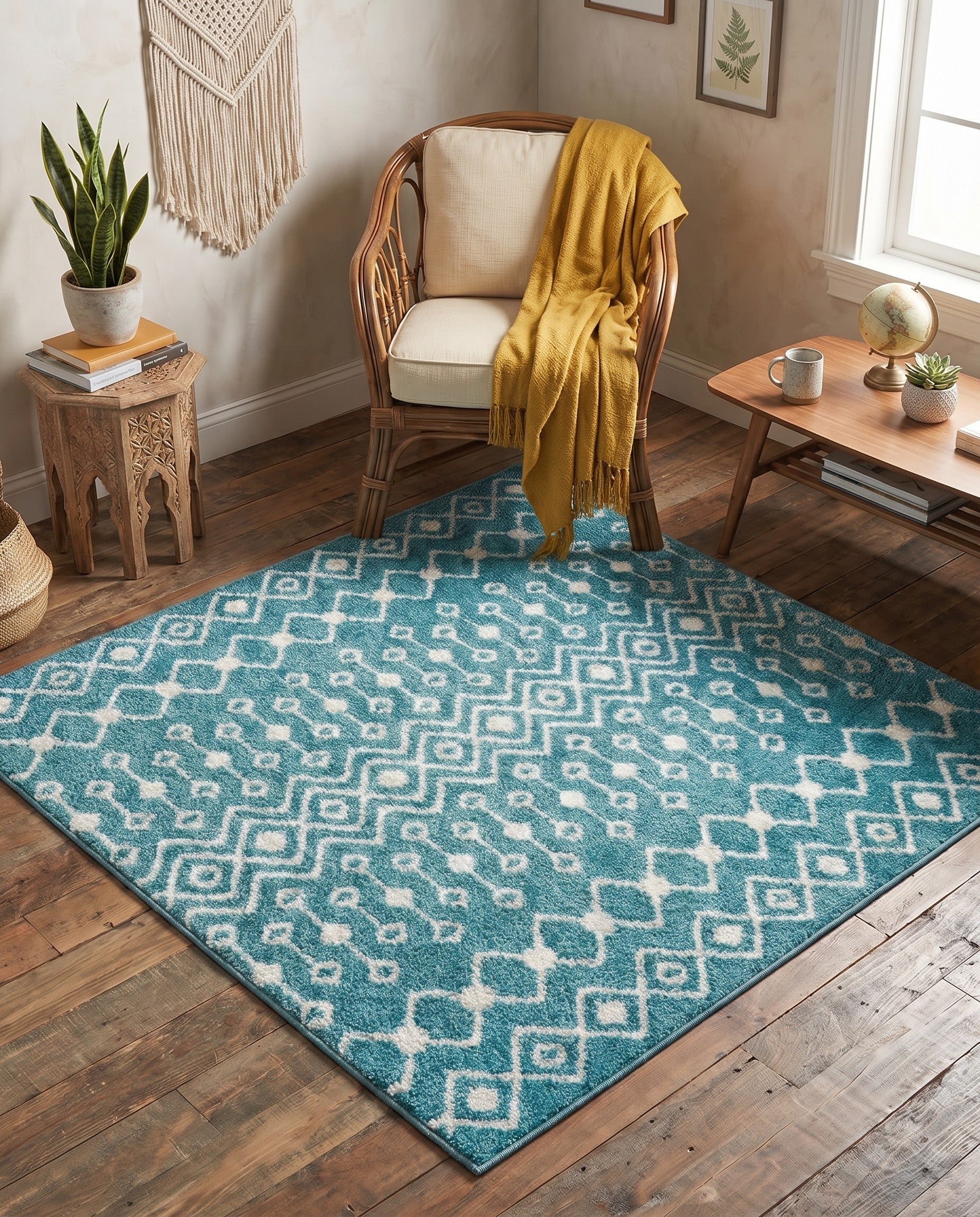 4' x 4' Moroccan Trellis Square Rug