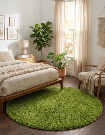 7' 10 x 7' 10 Solid Shag Round Rug
