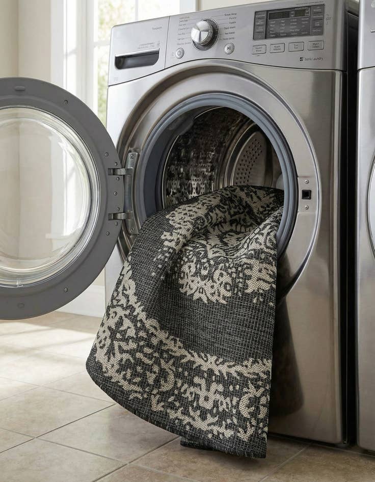 Detail image of  5' 3 x 5' 3  Washable Traditional Indoor / Outdoor Round Rug