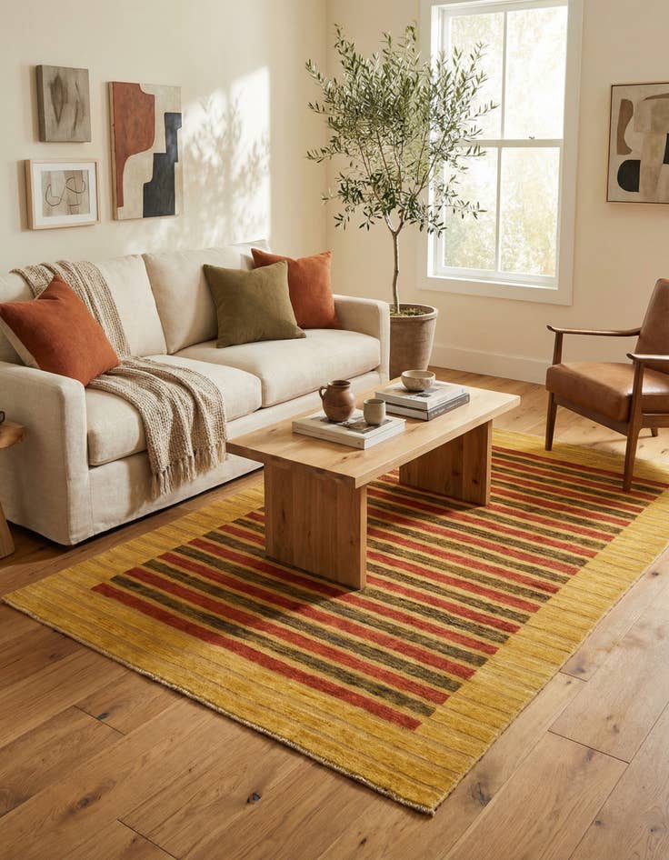 Detail image of  4' 10 x 6' 8  Hand Knotted Modern Ziegler Rug