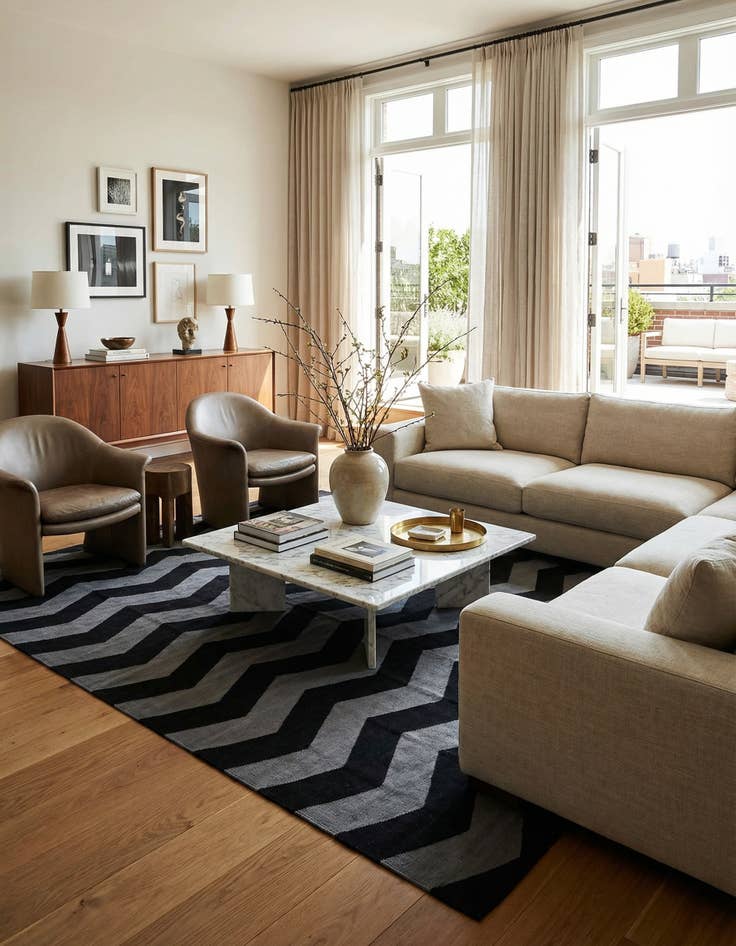 Detail image of 6' x 7' 7  Hand Woven Kilim Modern Wool Rug