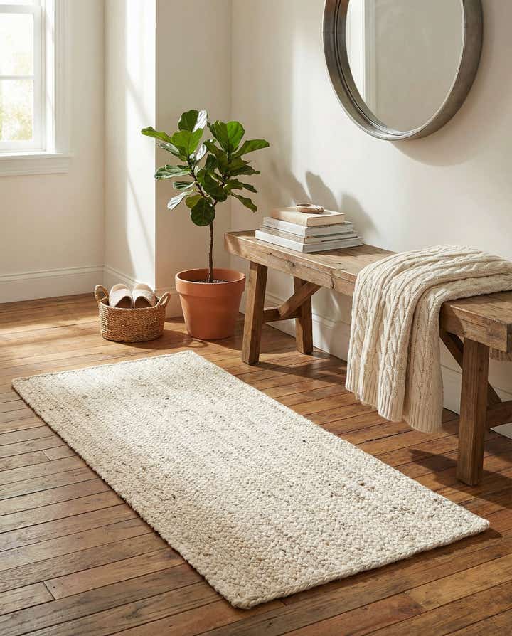 2' x 4' 1 Handmade Braided Jute Runner Rug