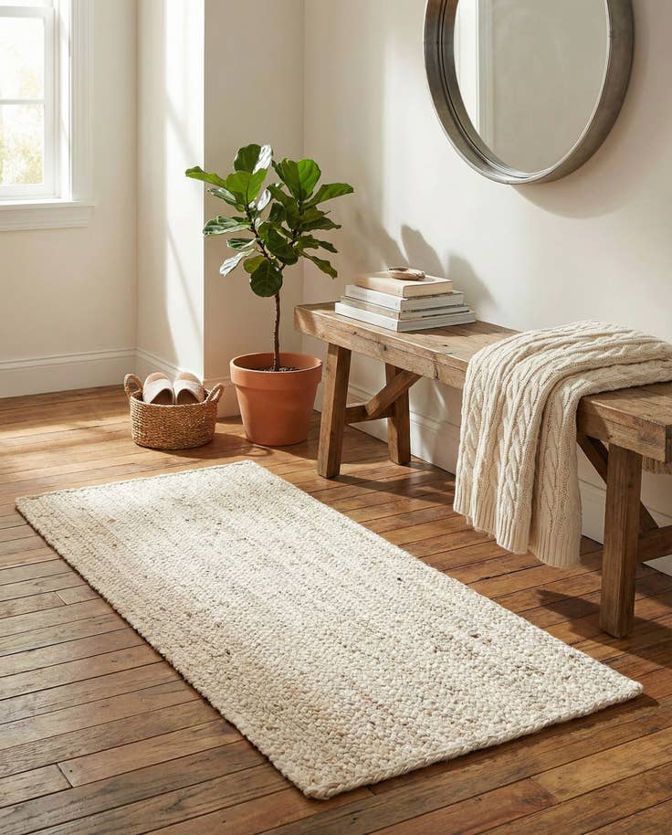 Detail image of 2' x 4' 1 Handmade Braided Jute Runner Rug