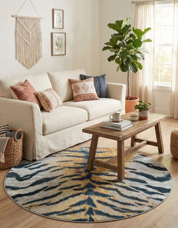 Light Brown Kamala Washable Round Rug
