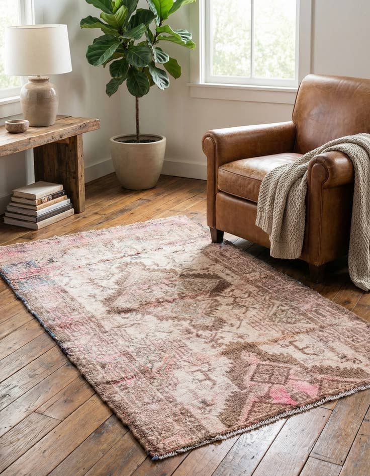 Detail image of 2' 4 x 4' 6  Hand Knotted Ultra Vintage Persian Wool Runner Rug