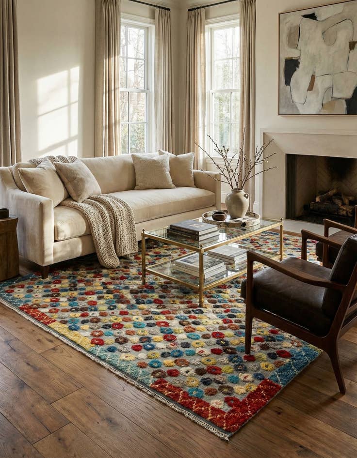 Detail image of  7' 10 x 11'  Hand Knotted Darya Wool Rug